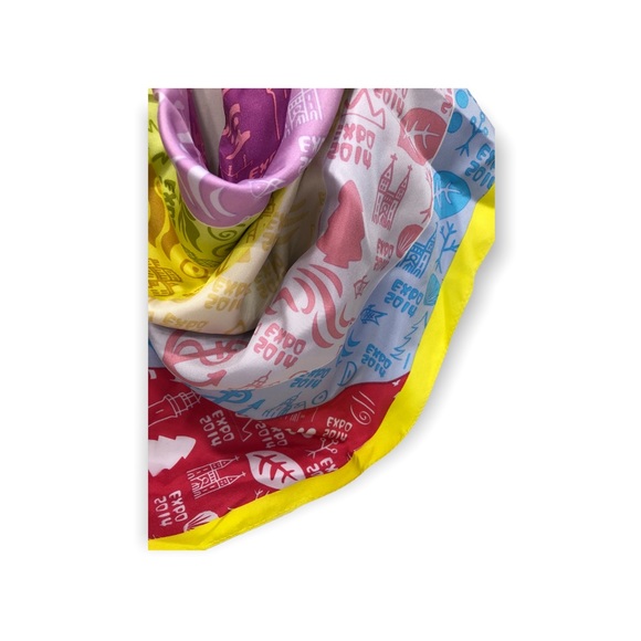 Expo 2014 Colourful Square Silk Scarf - Picture 11 of 17